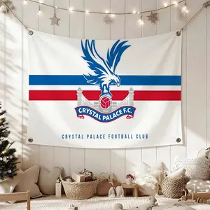 English Football Club Crystal Palace Flags Cheerleading Hand Pulled Flag Multi Size Atmosphere Banner, Portable Outdoor Event Flag & Wall Decor for Sports, Parties, Home and Room Decoration