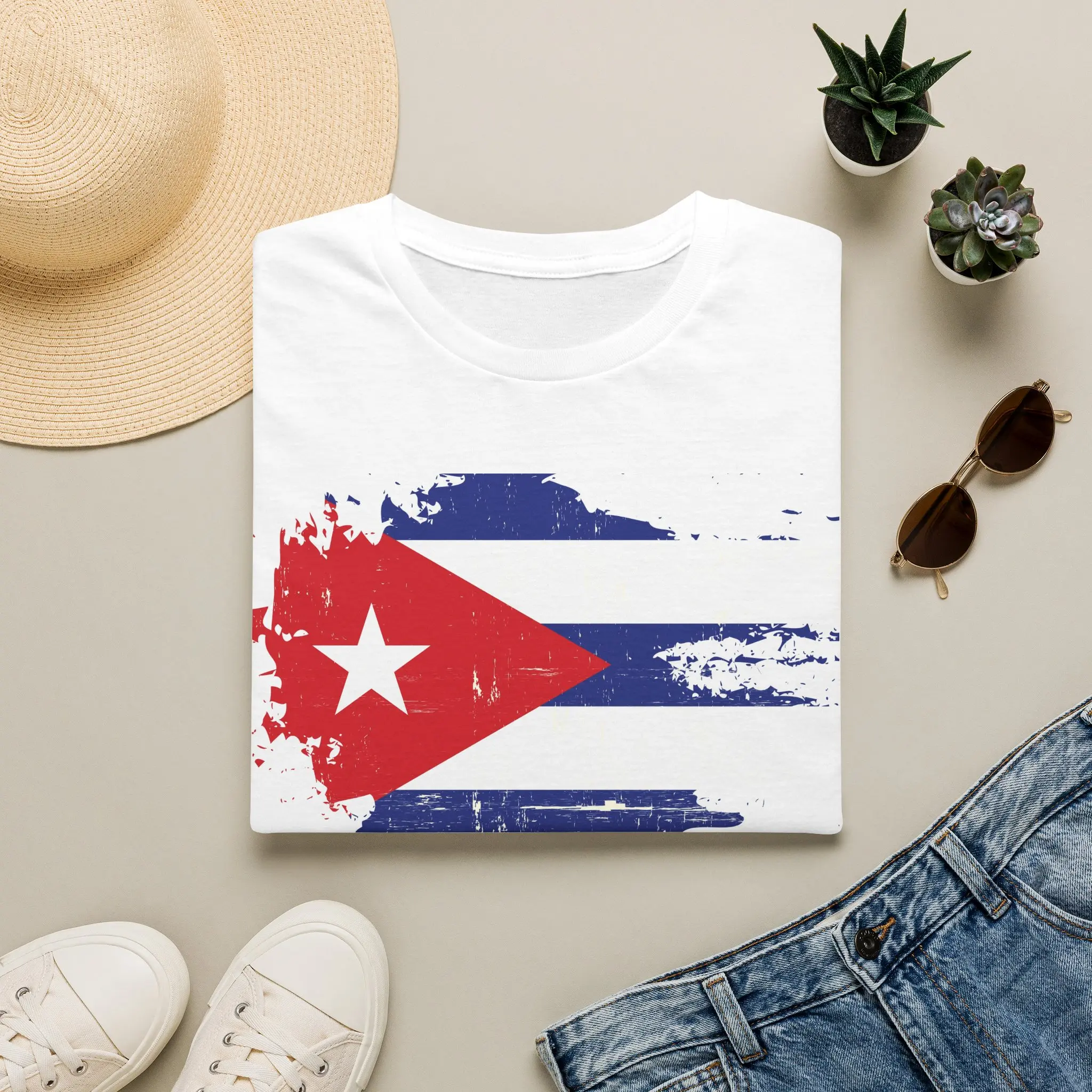 Cuba Flag Distressed T‑Shirt — Retro Cuban Pride Tee