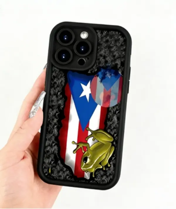 Phone Case - Puerto Rico Free Frog Flag - Compatible with for iphone 16/15/14/13/12/11 XS XR X 7 8 Plus Pro Max - Black Soft Case for Shockproof Protection, Suitable for Christmas/Winter/Autumn/New Year, a Great Option for Your Phone!