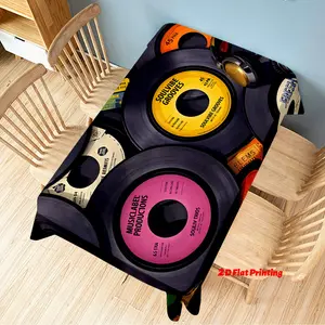 Colorful Vinyl Element Artistic Tablecloth, 100% Polyester Table Cover, Suitable for Family Dinners & Daily Use, Perfect for Party Occasions