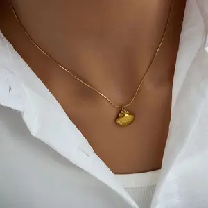 ​Exaggerated Beach Starfish Conch Shell 304 Stainless Steel Snake Chain Pendant Necklace