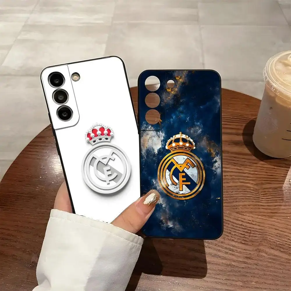 R-RealSE Football Phone Case For Samsung S26 S25 S24 FE S23 S22 S21 Plus Ultra For iphone 17 16 15 14 13 12 11 17Air Plus Pro Promax Black Soft Shell