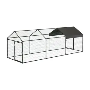 Large Metal Chicken Coop Run for 8-12 Chickens, Chicken Runs for Yard Run Hen House with Waterproof Anti-UV Cover, Portable Chicken, Coop for Outdoor Chicken Rabbit Duck, 120"×40"×40"