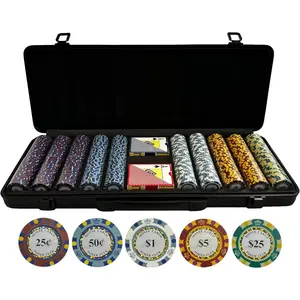 500 Piece Low Denomination Poker Chip Set - 14g Heavy Clay Casino Grade Small Stakes Poker Chips Small Denomination Cash Game Set