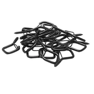 VEVOR 20 PCS Q-Hanger Hooks, 2.17 in Q Hanger String Light Hooks Outdoor, Heavy Duty Outdoor Screw Hooks with Security Buckle, for Hanging Outdoor String Lights, Christmas Lights, Cups, Decors (Black)