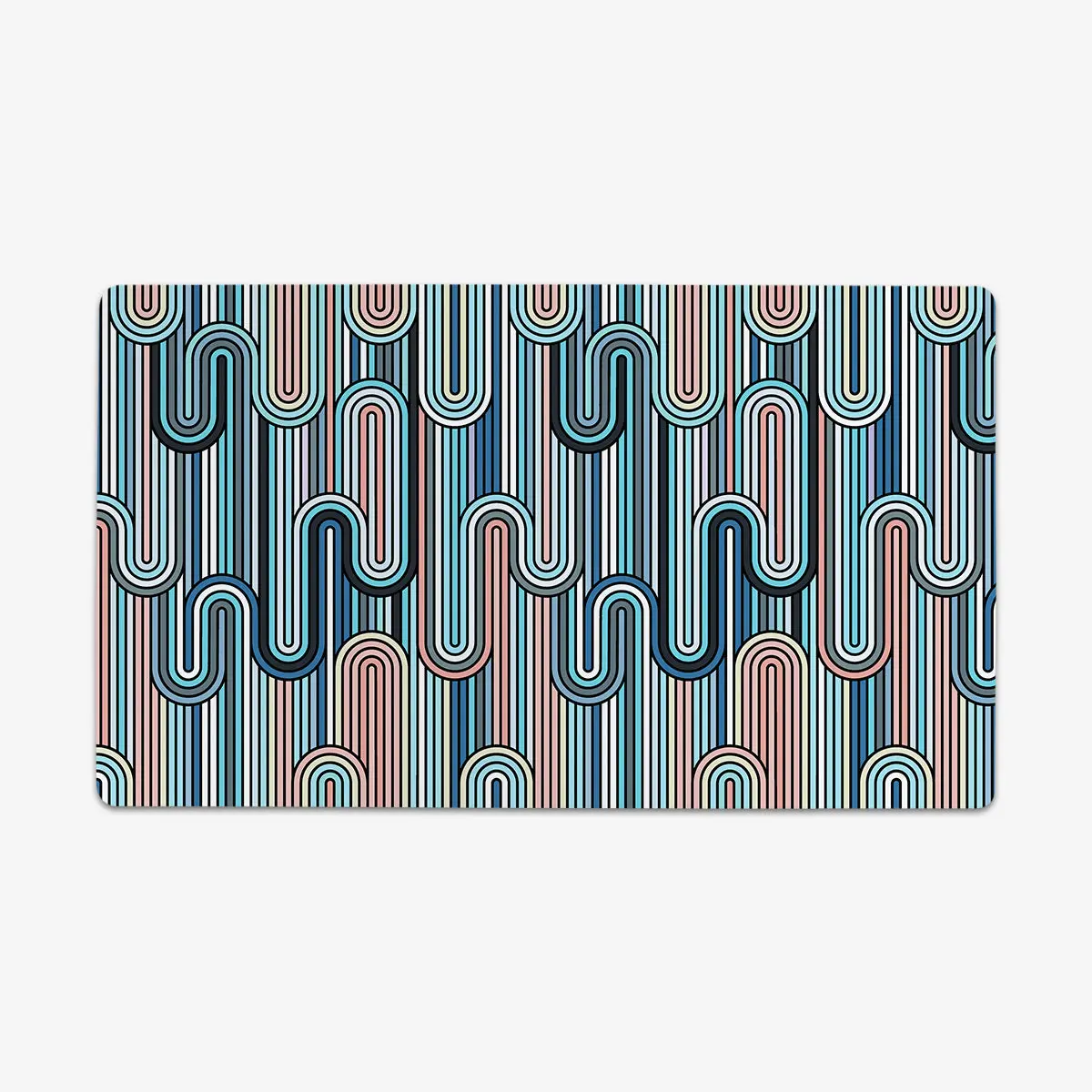Disco Groove Thin Desk Mat, Anti-Slip Desktop Mats with Rubber Bottom, Machine Washable Textile Playmat for Card Games