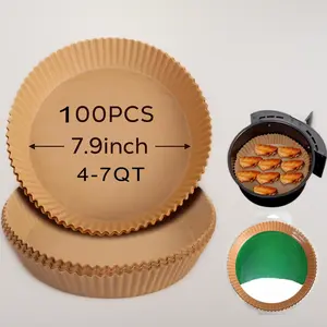 100Pcs Disposable Air Fryer Liners, 7.9 Inch Non-Stick Round Parchment Paper Liners for Most 4-7 QT Air Fryers, Baking & Air Frying Accessories
