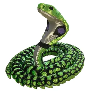 Articulating Cobra Snake 43-Inch Figurine for Decorative Home Gift or Shelf Use, Unique Design Plastic Tropical