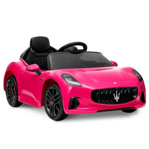 GAOMON Pink Licensed Maserati GranCabrio 12V Kids Ride On Car With Remote Control Dual Motors Spring Suspension Safety Features For Ages 3 To 8 Pink