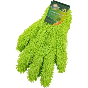 Microfiber Dusting Glove for Kitchen and Home by Scrub-it - , Furniture & Window Cleaning Gloves - Cuts Through Dirt Without Using  -  for Stainless Steel Dusting -2 Pack (Green)