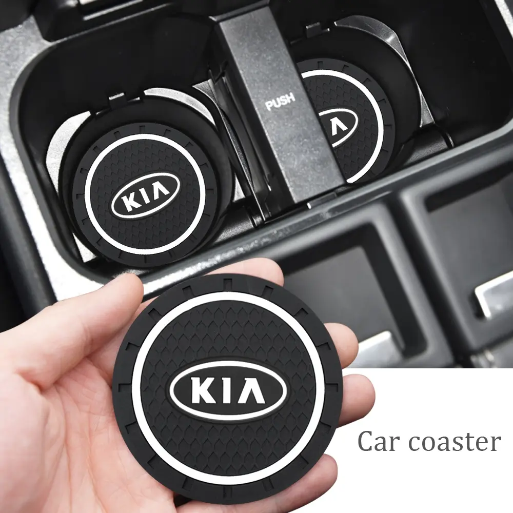 Kia Car Silicone Cup Holder Mat, Anti-Slip Waterproof Interior Decoration Pad, Durable Vehicle Water Bottle Slot Cushion