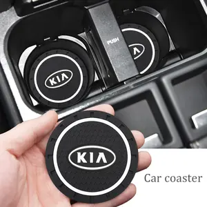 Kia Car Silicone Cup Holder Mat, Anti-Slip Waterproof Interior Decoration Pad, Durable Vehicle Water Bottle Slot Cushion