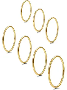 Women's 1mm Stainless Steel Stacking Rings, Thin 14k Plated, Stackable Knuckle & Midi Bands, Sizes 3-9, All Season Wear, Stackable Accessories