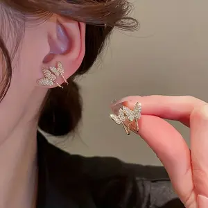 zirconia Butterfly Ear Cuff Alloy Earrings Elegant Alloy Jewelry Earrings Women's Jewelry Accessories