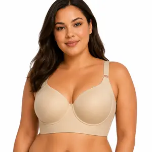 Women’s Plus Size Support Bra B-H CUP – Wireless Full Coverage with 8 Back Hooks