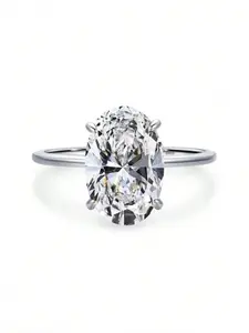 Women's Ultra-Shiny Oval Zircon Ring, Imitation Diamond Ring, Luxury High-End Feel, Large Carat Long Oval Cut Engagement Ring