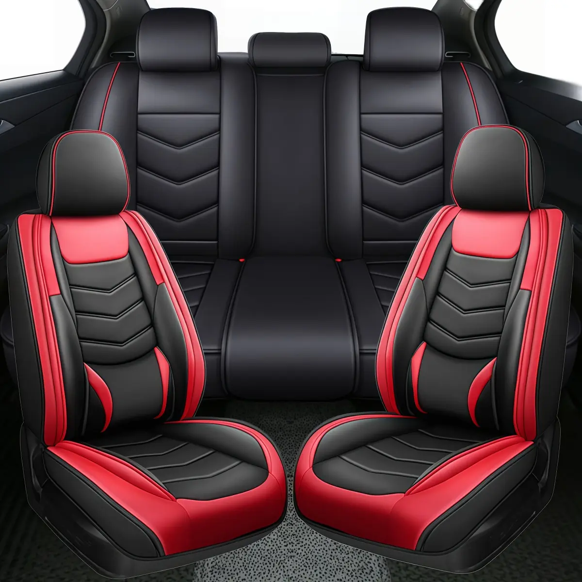 For Toyota Corolla 2014-2023 / Camry 2007-2021 Car 5 Seat Covers with 3D Waist Support, Premium Napa Leather Front & Rear Full Set Seat Covers Cushion Protector Pad with Storage Bag Waterproof, 40/60 60/40 50/50 40/20/40 Split Rear Benches, Stripe, Solid,