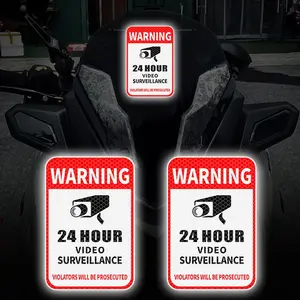 24-hour Video Surveillance Night Safety Warning Sticker, Waterproof Durable Scratch Masking Self-adhesive Sticker, Car Exterior Accessories