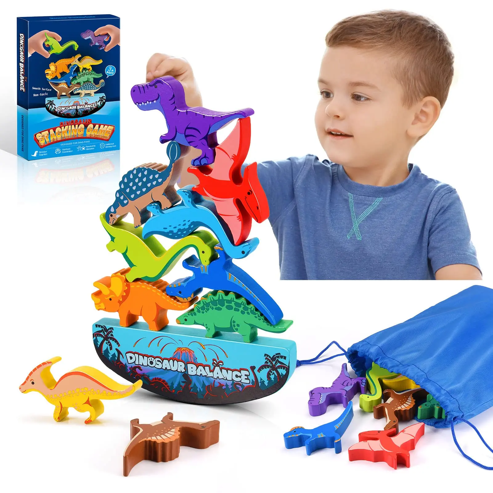 Wooden Montessori-Inspired Stacking Game Toy for Kids 3-8, Christmas Gifts, Easter Basket Stuffers, Travel Toys for Kids, Family Balance Competition Stocking Stuffers for Boys & Girls Birthday Presents