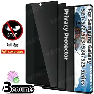 KAYKWONG'S 3 Pack Privacy Screen Protector , Tempered Glass Protection, High Transparency Full Screen Anti-Scratch Shockproof Design for Samsung  Galaxy S21/22/23/24/25 Plus Ultra, Tempered Glass Film