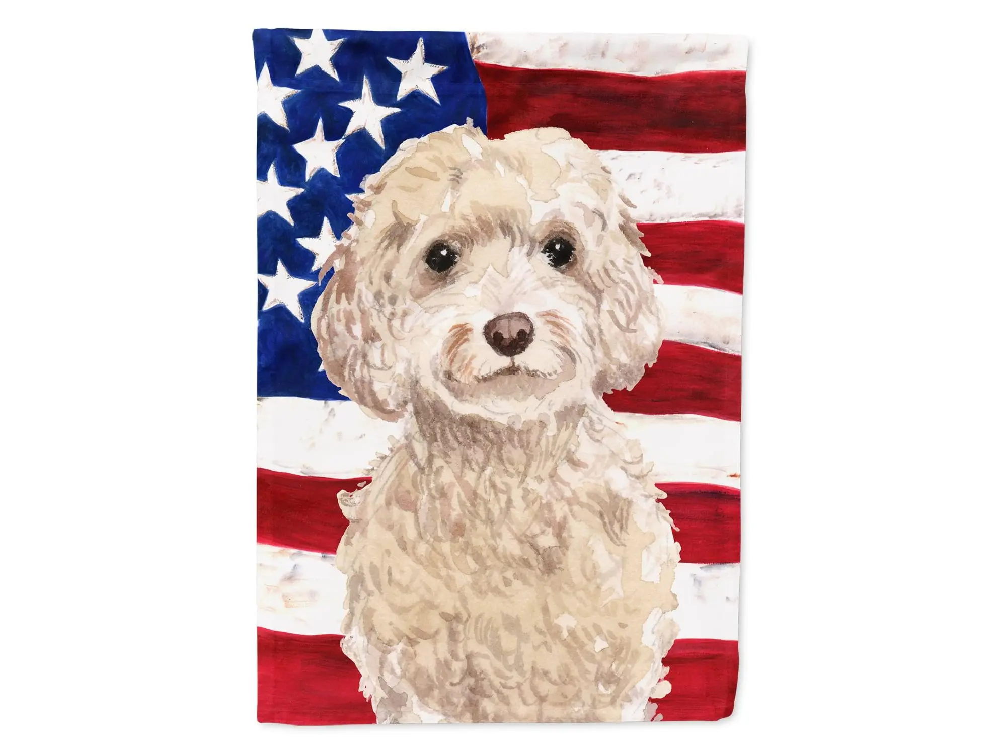 Carolines Treasures BB9375CHF Patriotic Champagne Cockapoo Canvas House Flag, 28" x 0.01" x 40", 0.55 lbs, Fade Resistant Polyester Festive Banner Backdrop for Home Decor