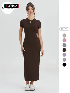 Women's Casual Slim-Fit Summer Dress, Kint Fabric Moderate Thickness, Perfect for Daily Wear & Outdoor Activities, Casual Dresses
