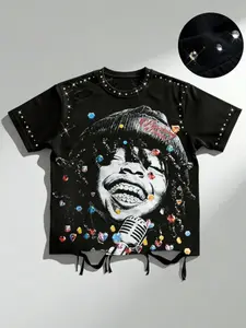 Men's Graphic Pop Art Print Short Sleeve T-Shirt, Loose-Fit Street Style, Summer Party Wear,daily wear， Unisex Fashion Top