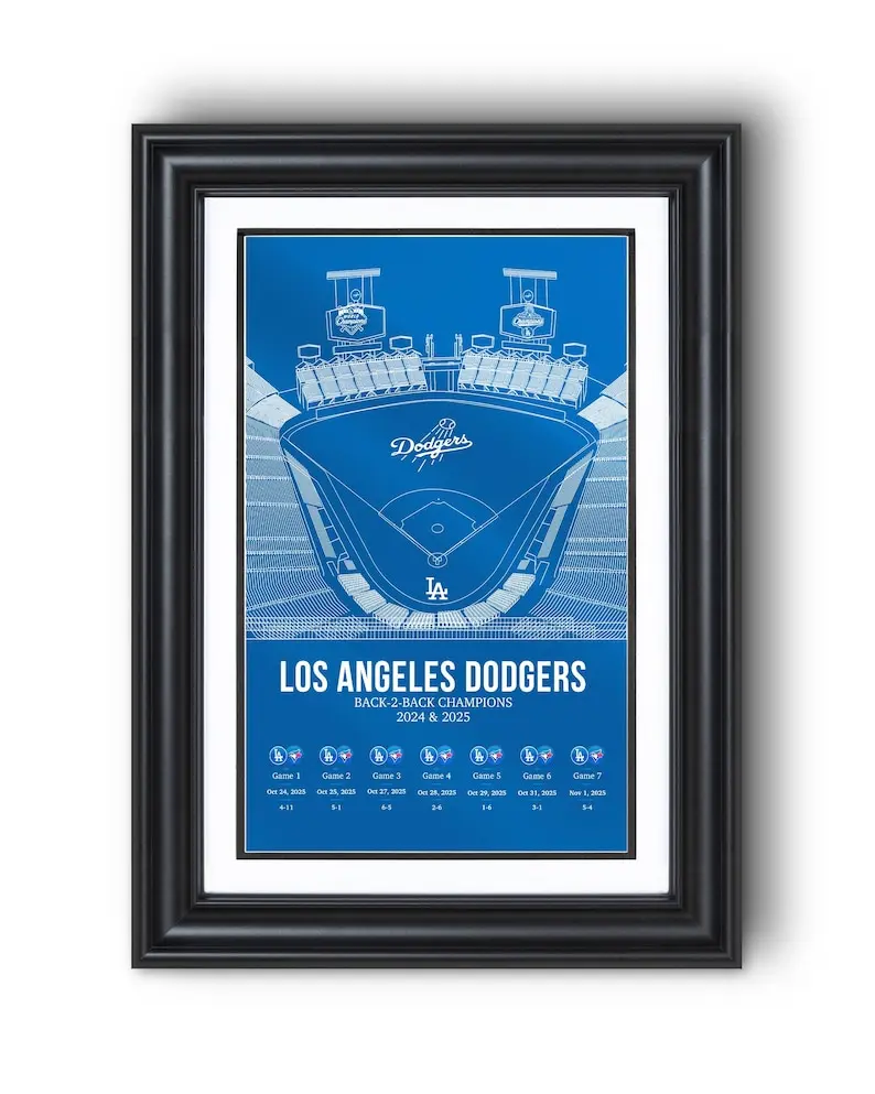 [Unframed] 2025 Los Angeles Dodgers BACK-TO-BACK  Dodgers Stadium World Series Edition
