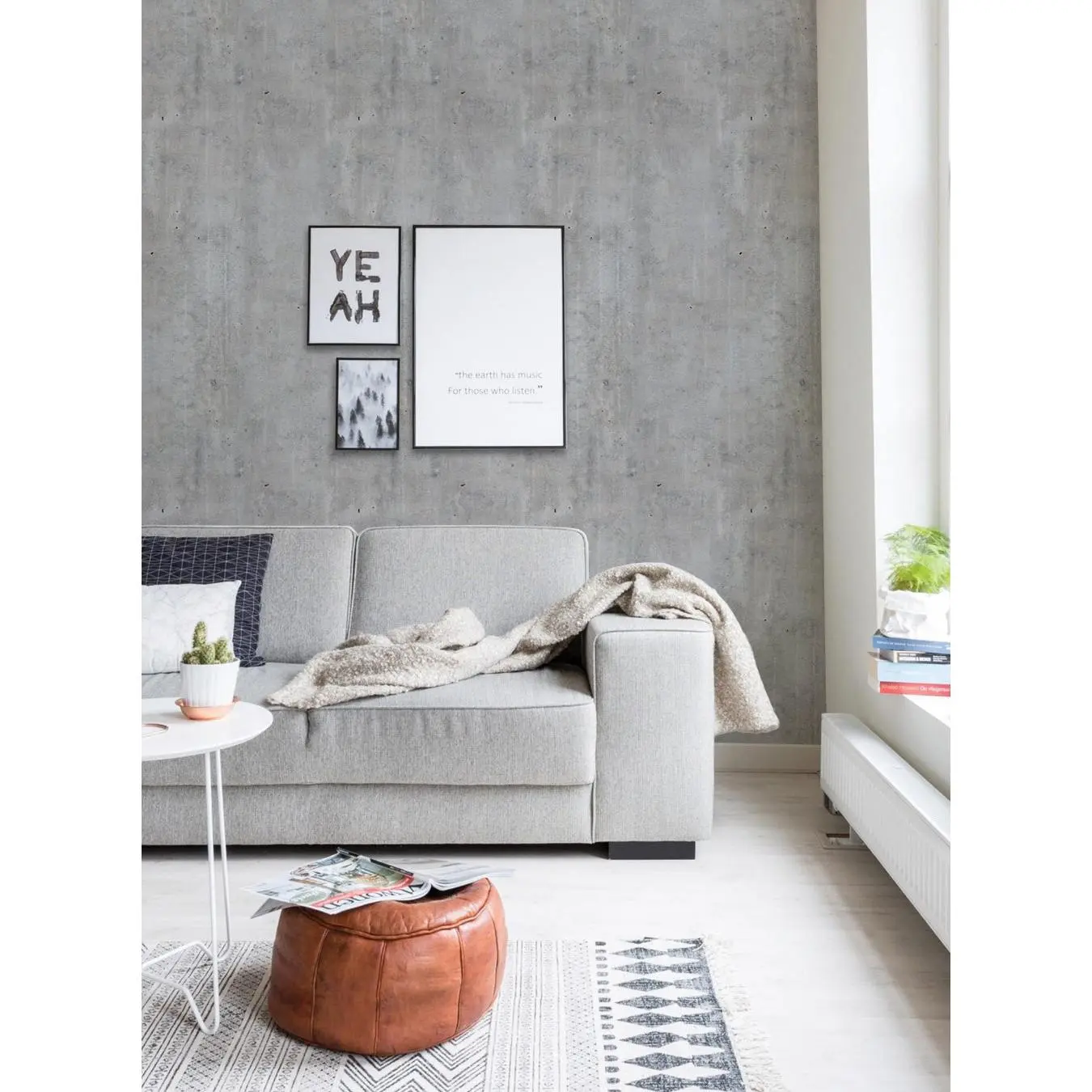 Cement Concrete Textured Self Adhesive Wallpaper, Peel-and-Stick Wall Covering for Home Improvement, Textured Wall Paper