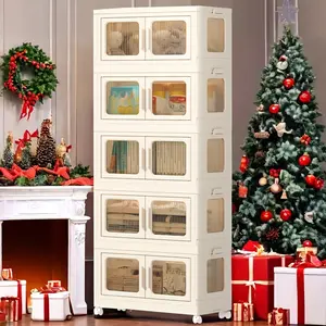 5-Layer/( 53cm )/ 20.86inch Extra Large Foldable Multi-Layer Door Storage Box: Can Stack Sundries, Books, Clothes, Home Organization Cabinet, Suitable for Wardrobe, Closet, Bedroom, Bathroom, Office, Kitchen Storage Cabinet