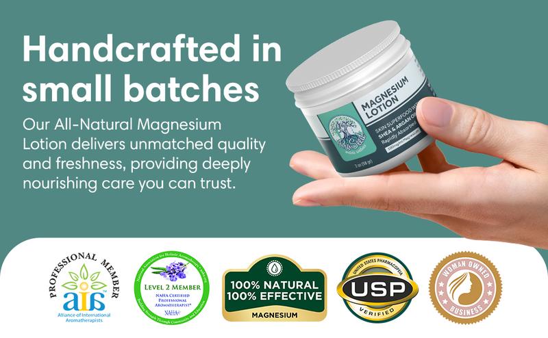 All-Natural Magnesium Lotion 3000MG/oz - Vegan, Handmade, Non-GMO, Rejuvenating, Sleep Enhancing, Body Care with Aloe, Moisturizing & Skin Repair