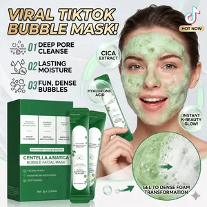 Centella Oil-Control Foam Mask Mascarillas para la cara Asiatica Bubble Facial Mask - Deep Cleansing & Moisturizing - Removes Blackheads & Controls Oil - Comfortable & Hygienic - Ideal for Refreshing Skin State Summervibes