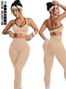 Women's High Waist Yoga Set, Comfortable Sports Bra Tank Top Long Pants, Outdoor Fitness, All-Season Clothing, Gym Exercise Activewear