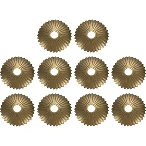 10pcs 1.1 Inch Radial Brass Cabinet Knob Backplate Washers, Classical Furniture Decoration Gasket Hardware for Cabinet Drawer Cupboard Doors, Bronze Tone