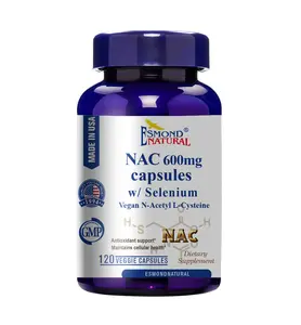 NAC 600mg with Selenium Vegan N-Acetyl L-Cysteine Capsules Supports Antioxidant Activity & Cellular Health USA FDA GMP NPAC-600mg 120 Capsules