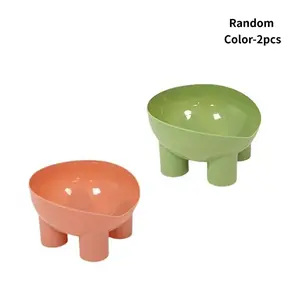 2PCS Macaron Elevated Pet Bowls, Anti-Tip Slanted Cat Dog Bowls, Neck Protection Easy Clean Pet Feeding & Watering Supplies