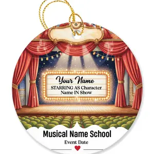 Personalized Musical Theatre Christmas Ornament 2025, Custom Name & Date Drama Keepsake, Stage Performance Ceramic Gift M4C