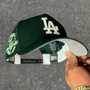 New Era LA Dodgers 9FORTY Adjustable Cap Dark Green Crown Visor, LA Logo Embroidery, Side Patch Baseball Hat for Men