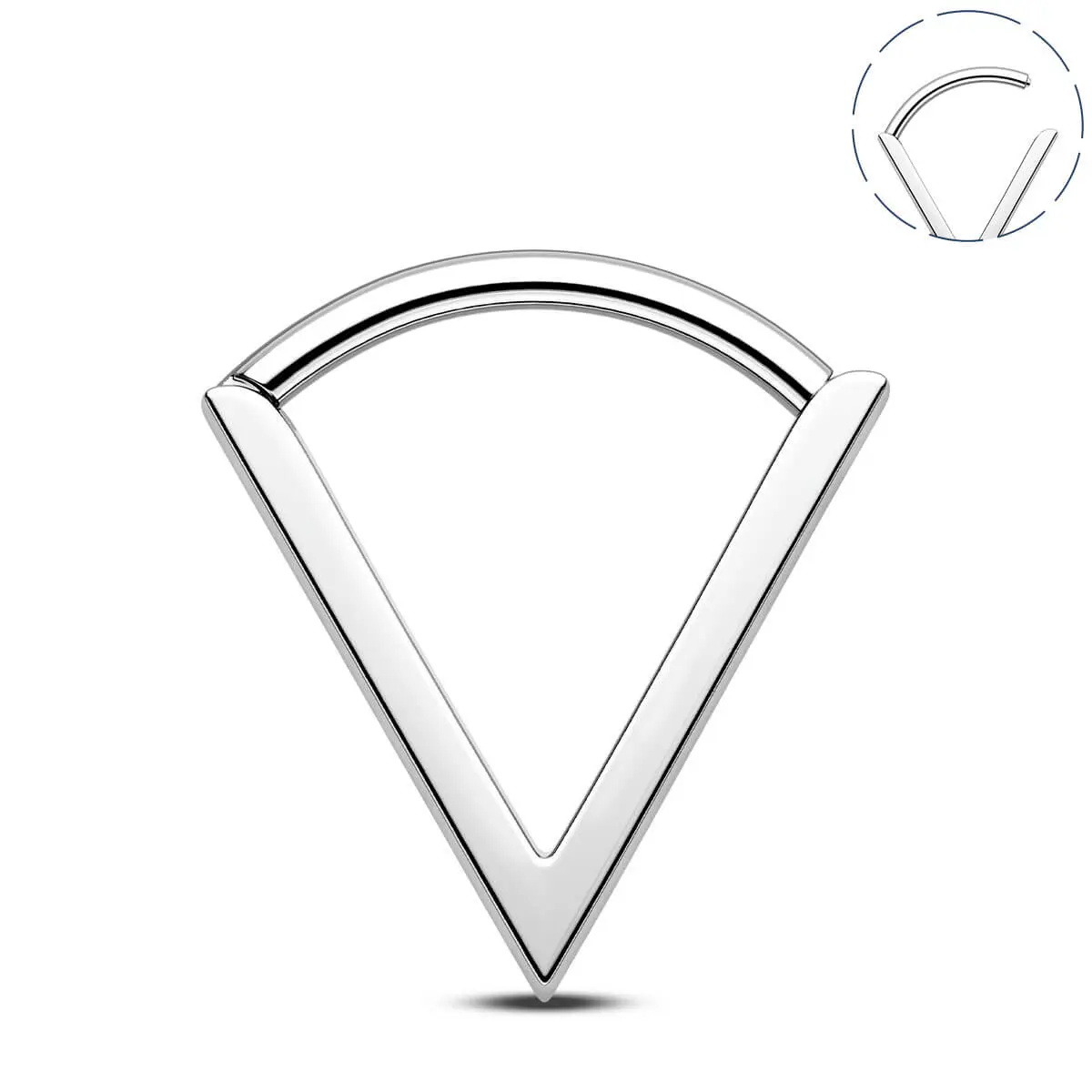 OUFER BODY JEWELRY 16G Geometric Triangle ASTM F-136 Titanium Septum Nose Ring, 10mm Hinged Segment Hoop, Hypoallergenic