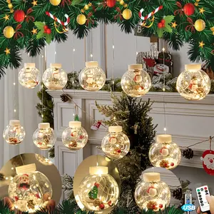 137-inch Christmas Curtain String Lights Warm White USB Powered with Remote Control 8 Modes 3 Shapes Snowman Tree Santa Fairy Set for Holiday Decorations and Room Backdrop