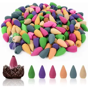 Backflow Incense Cones for Waterfall - Waterfall Scented Incense Cone 108 PCS Backflow Smoke Burning Cone Incense Bulk 6 Different Incense Waterfall Cones for Backflow Waterfall Incense Burner