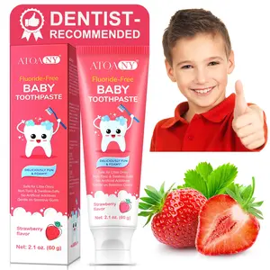 Atoany Kids Toothpaste 60g Strawberry Flavor, Sweet Fruit Taste, No Sugar Substitute, Gentle Cleaning, Safe for Children