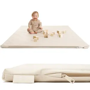50"x50" Baby Play Mat, Stylish Super Soft Vegan Leather Floor Mat for Infants and Toddlers, Cushioned & Waterproof Playpen Mat and Just Wipe-Clean Playmat for Baby Play on Floor