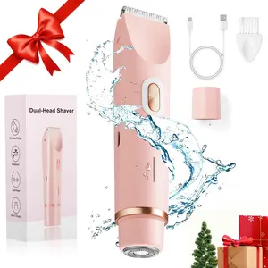 Electric Trimmer for Women, Electric Shaver and Razor Rechargeable 2-in-1 Body , Dual Heads for Painless Trimming of Pubic Hair, Face, Underarms and Legs, IPX7 Waterproof.#SummerWins #DealsForYouDays