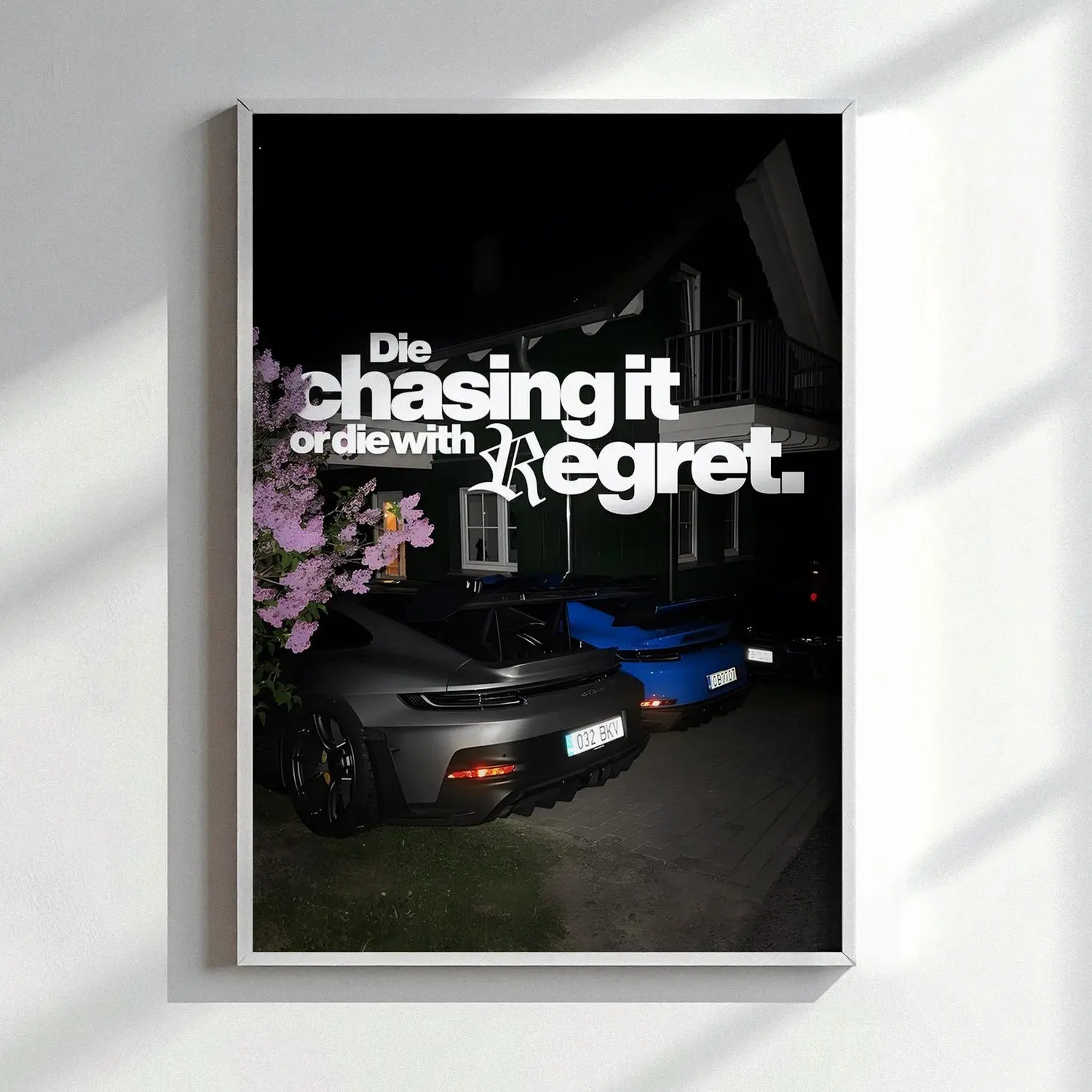 Die chasing it - Motivational Poster,Inspirational Wall Art,Home Gym Decor,Motivation Wall Art,Office Art,Success Quote,PorscheGT3RS,911