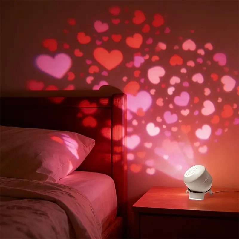 LED Rotating Heart Projector Lamp, Dynamic Rotation, 360° Adjustable, USB Powered, Ideal for Bedroom, Living Room, Party, Wedding Decor