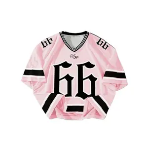 Vintage 66 King Football Jersey V Neck Tee Retro American Streetwear Mesh Breathable Quick Dry Fabric Oversized Loose Fit Hip Hop Y2K Unisex Couple Summer Casual Sports Street Style Short Sleeve Top