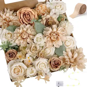 Artificial Flowers Rose Silk Flower Combo Nude Color Foam Roses Bulk Decor Set for Wedding Bouquets Centerpieces Arrangements Cake Party Table Bridal Baby Shower Home Decorations