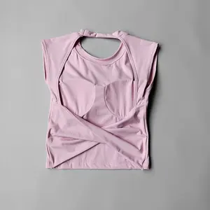 Yoga Short-sleeved Women's Fixed Chest Pad Running Gym Sexy Backless Short Training Sports T-shirt Waist Slimming Fitness Vest