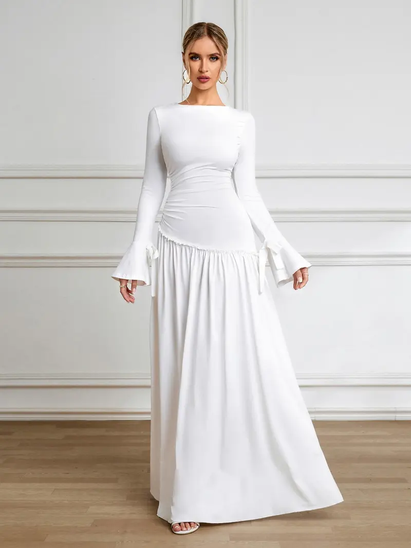 White ruffle dress long sleeve - TikTok Shop White ruffle dress long sleeve - TikTok Shop